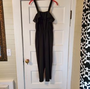 Black empire waist cropped romper
